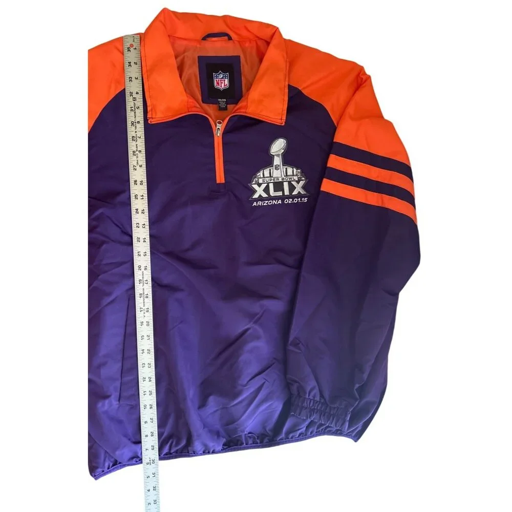NFL Super Bowl XLIX Windbreaker Jacket Purple & Orange Quarter-Zip Pullover XXL